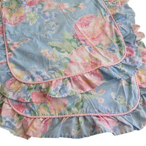 Vintage Fieldcrest Floral Ruffled Standard Pillow Shams Set 2 Pastel Blue Pink